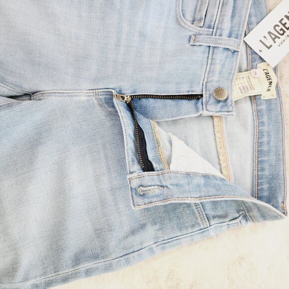 L'Agence El Matador High Rise Slim Distressed Raw Hem Jean Light Blue 25 NWT - Picture 10 of 13